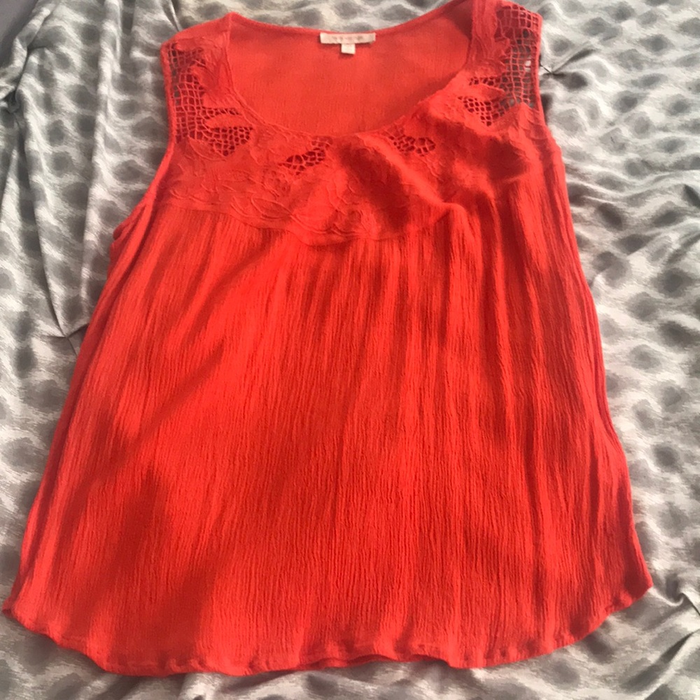 Skies are blue orange sleeveless top